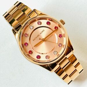 Michael Kors Colette Women's Rose Gold Stainless Bracelet Watch Crystals MK-6604